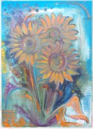6 - Drei Sonnenblumen im Strauß, 70 x 50 