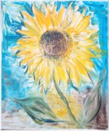 10 - Sonnenblume auf Blau, 60 x 50 